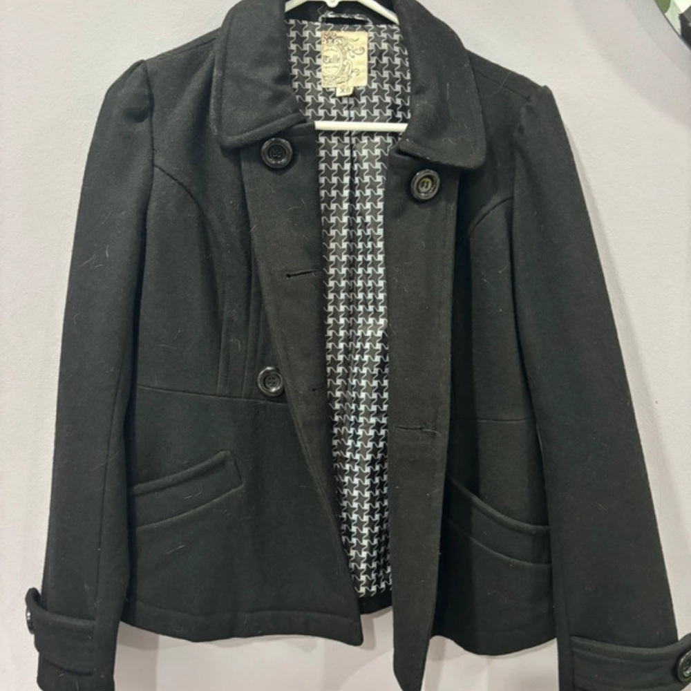 Tulle Black Blazer with Houndstooth Lining